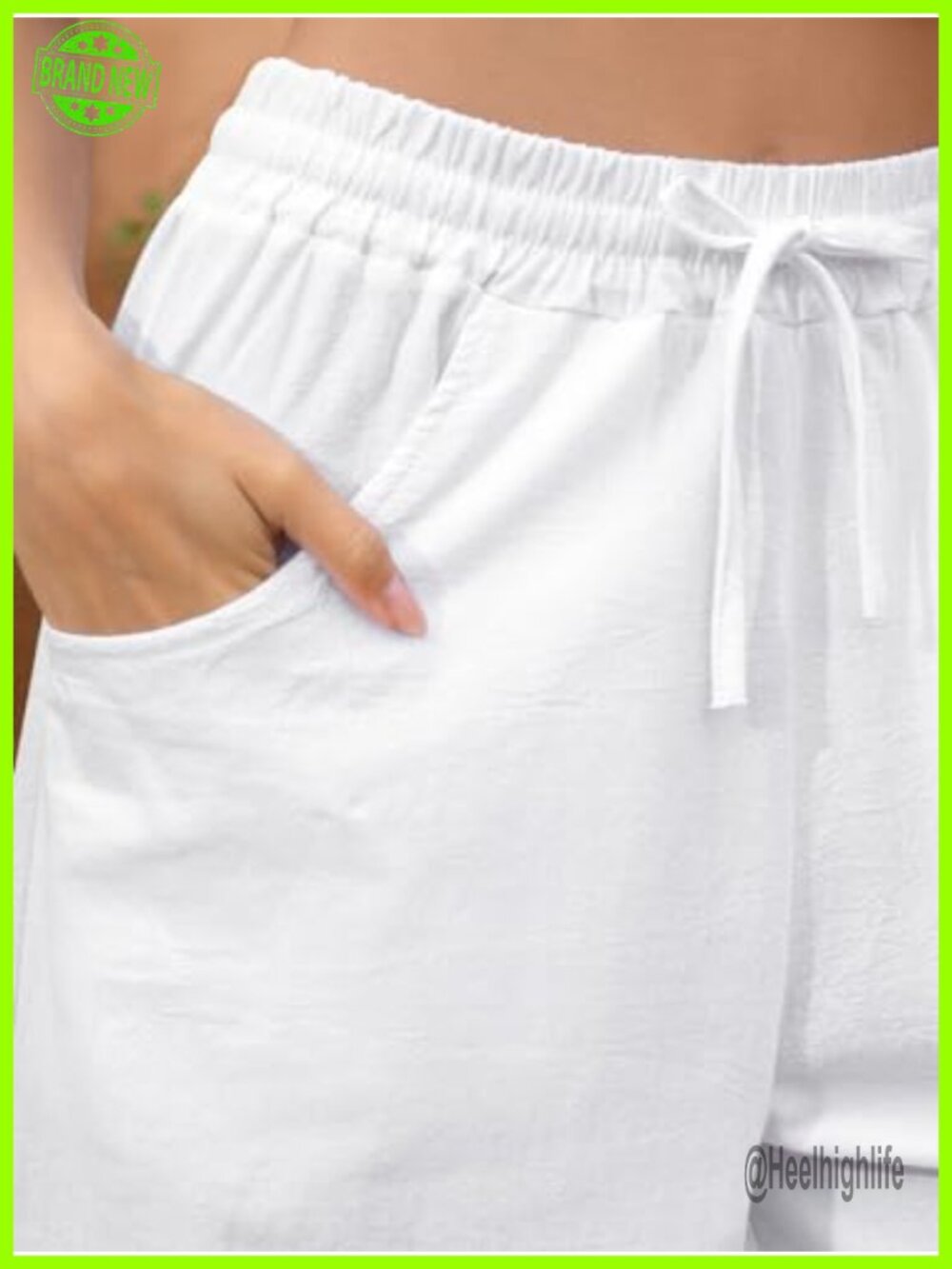 Women's High Waisted Wide Leg Linen Blend Palazzo Pants with Pockets - Picture 4 of 6